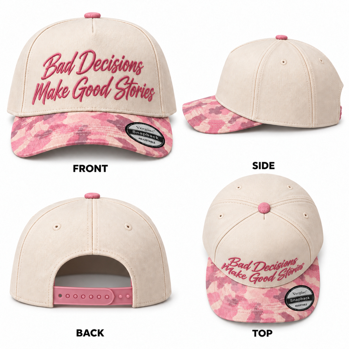 Bad Decisions Make Good Stories 5-Panel Trucker Hat product details