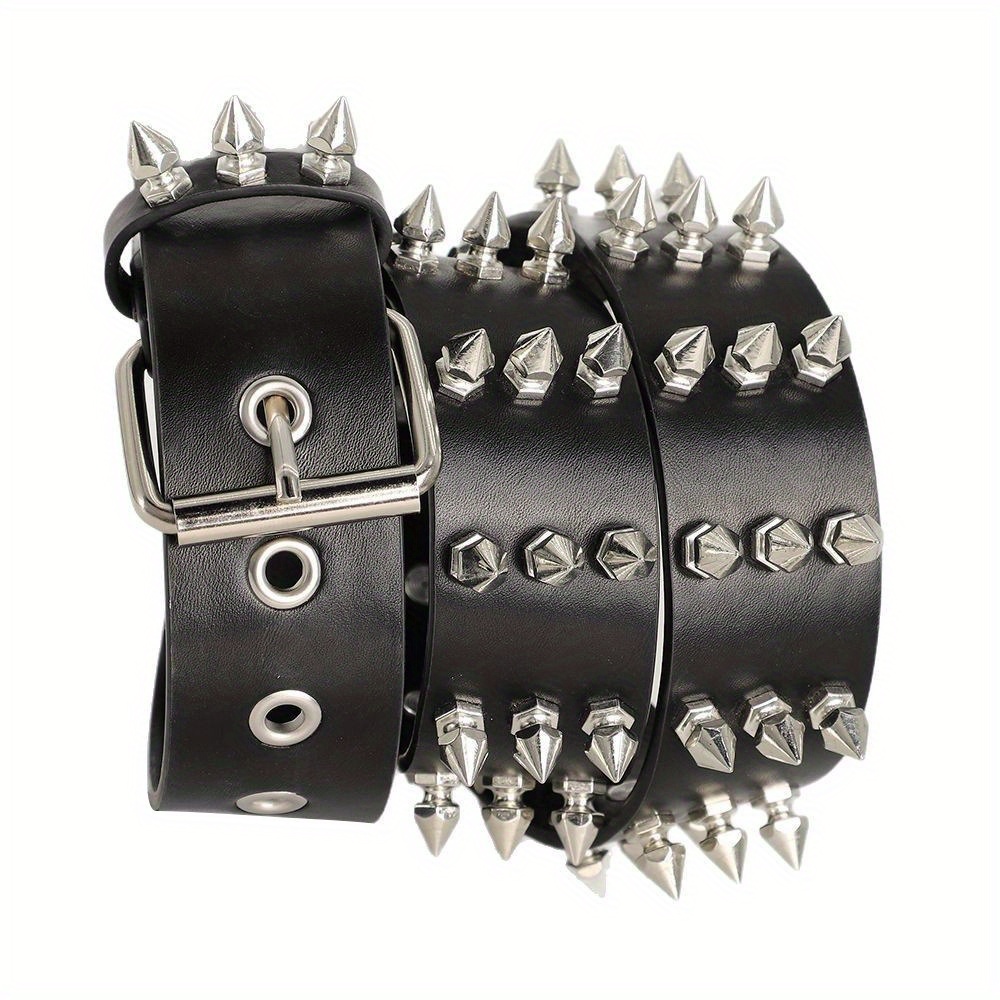 Edgy Spiked Black PU Belt Stylish Waist Accessory for Punk