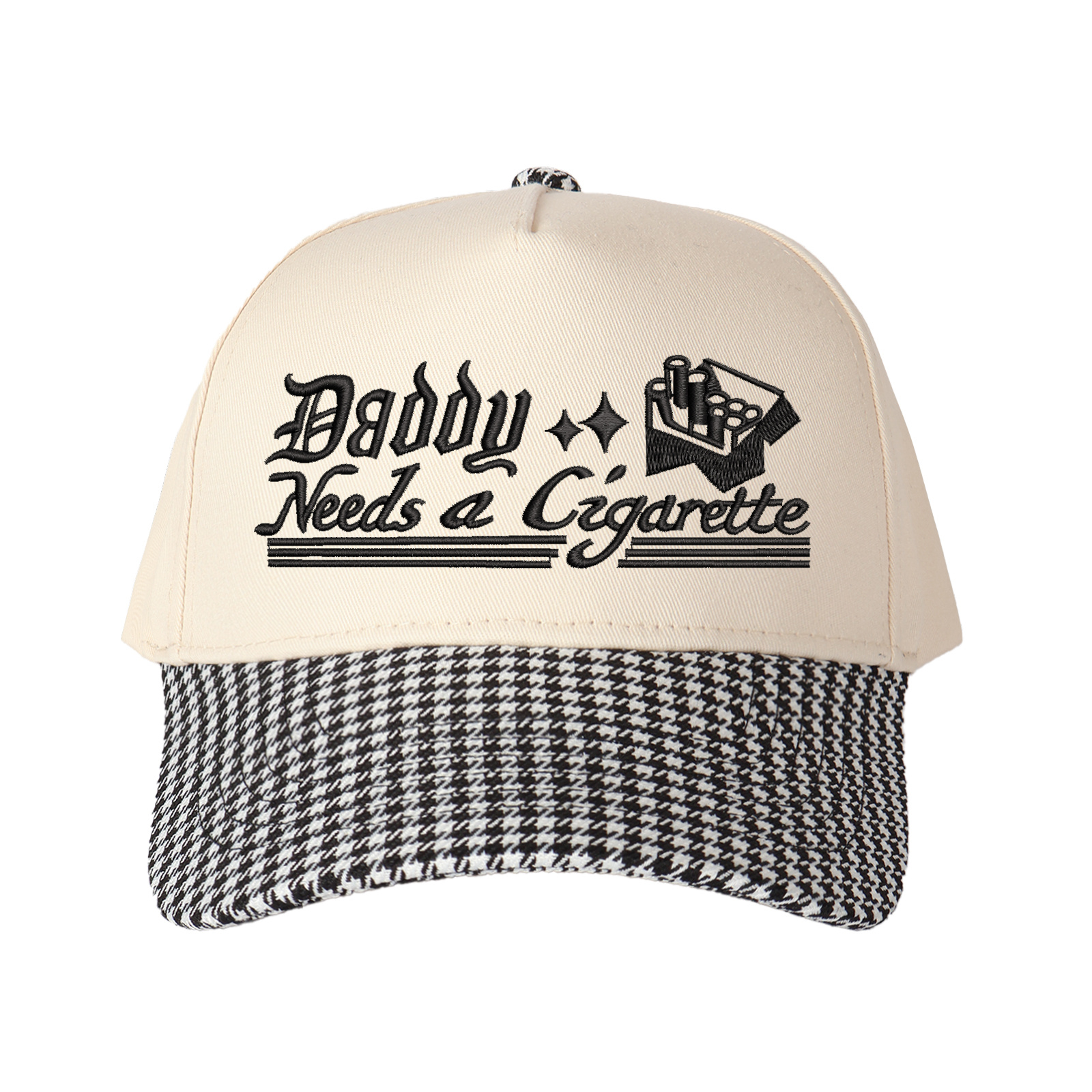 Daddy Needs A Cigarette Embroidered Trucker Hat product details