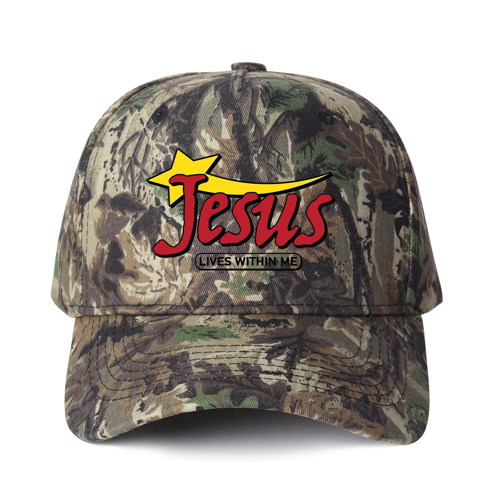 Jesus Lives Within Me Embroidered Trucker Hat product details