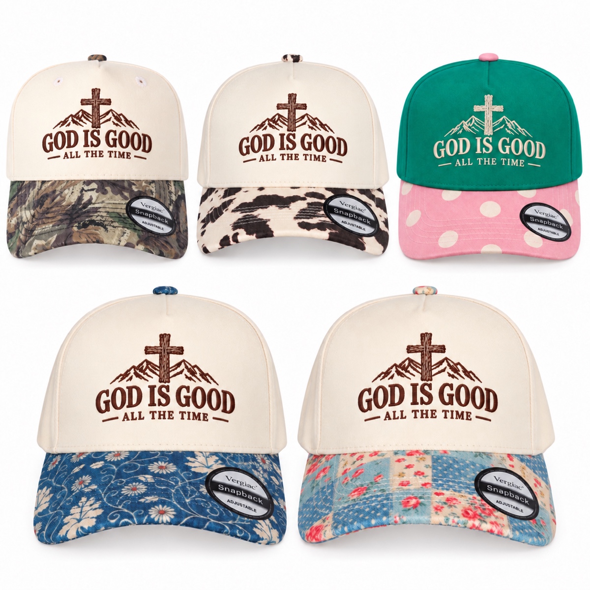 God Is Good All The Time 5-Panel Trucker Hat product details