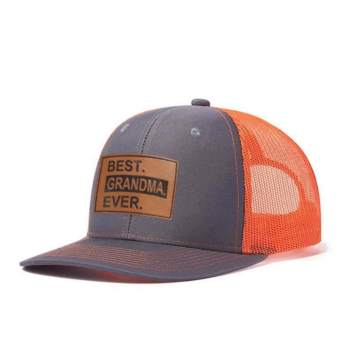 Best.grandma.ever. Leather Patch Trucker Hat product details