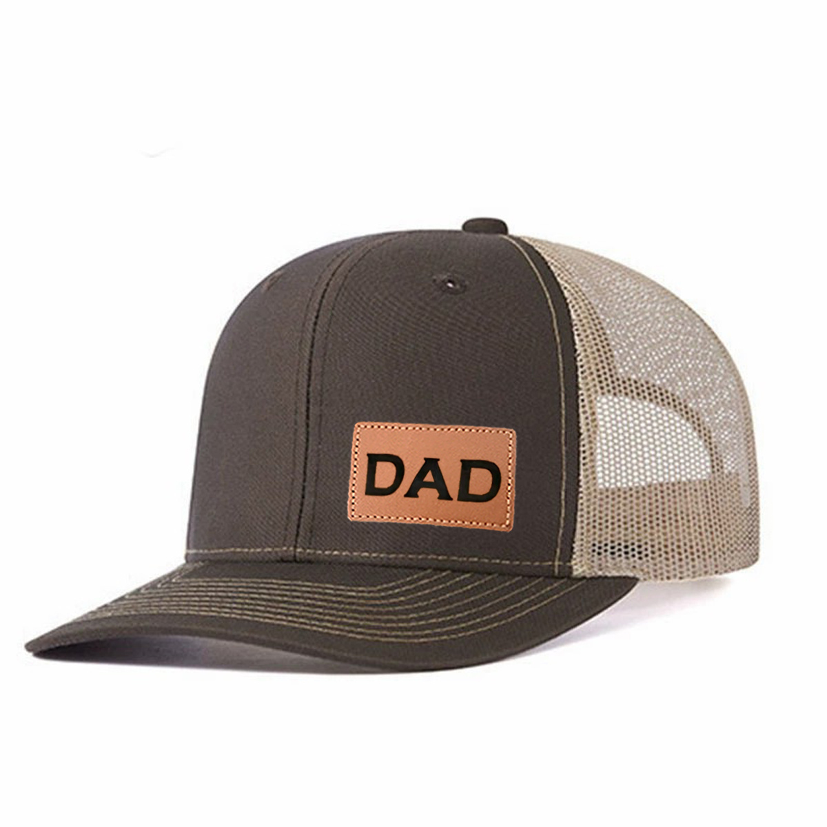 Dad Leather Patch Trucker Hat product details