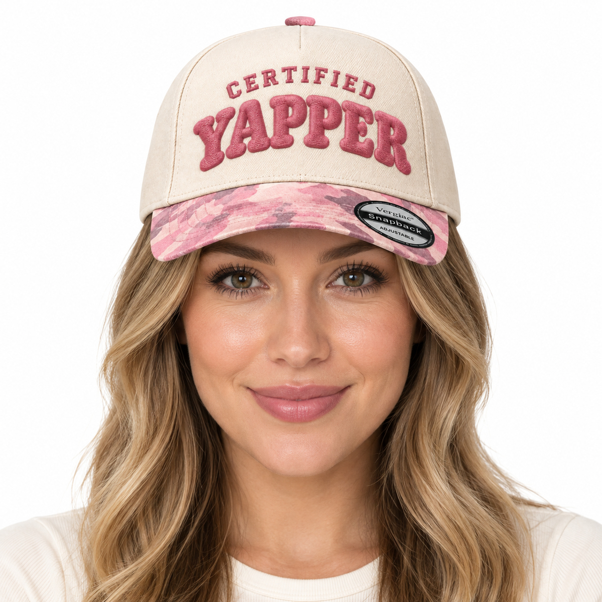 Certified Yapper Novelty Rounded 5-Panel Trucker Hat product details