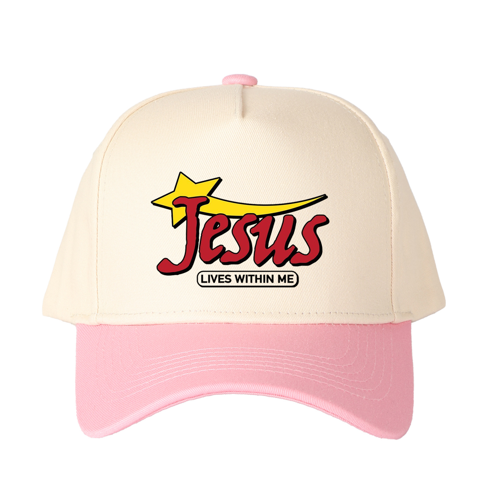 Jesus Lives Within Me Embroidered Trucker Hat product details