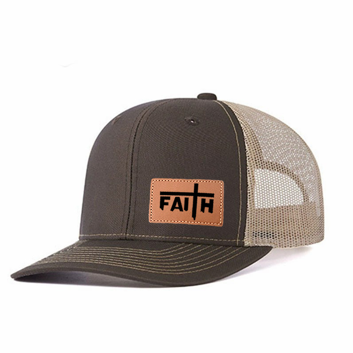 Faith Leather Patch Trucker Hat product details