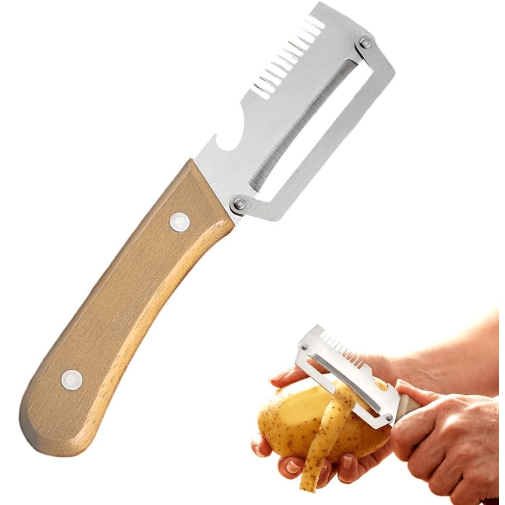 3-in-1 Multifunctional Peeler Stainless Steel Grater Slicer Wooden