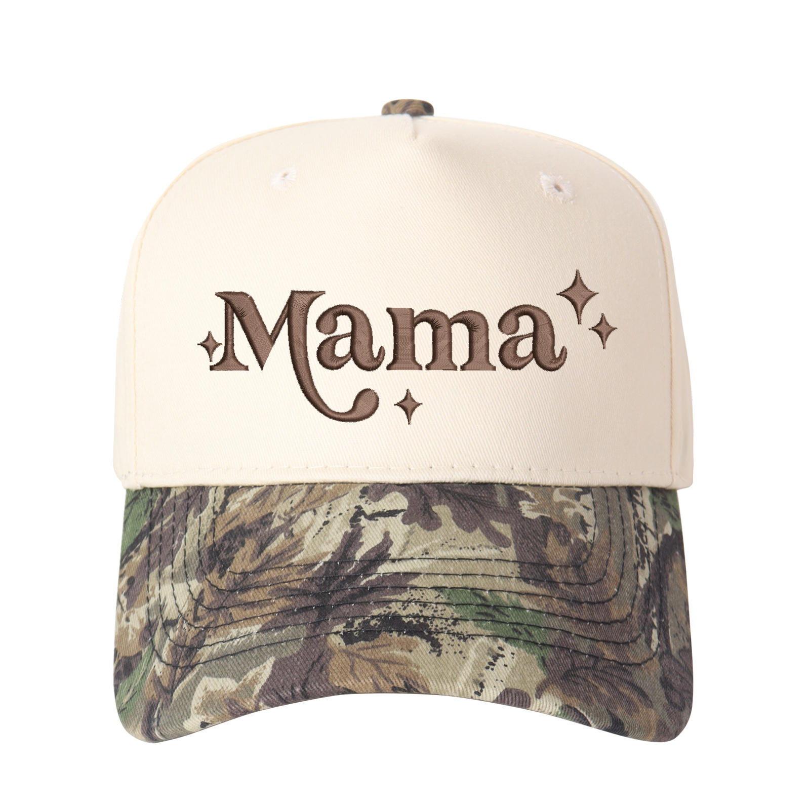 Star-accented Mama Embroidered Trucker Hat product details