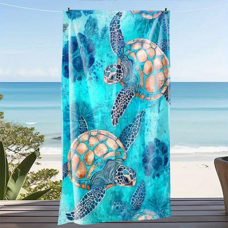 Extra Large Sea Turtle Print Beach Towel Ultra Soft Quick Dry Microfiber Multipurpose For Yoga Swimming Camping Beach Blanket Modern_voghion.com