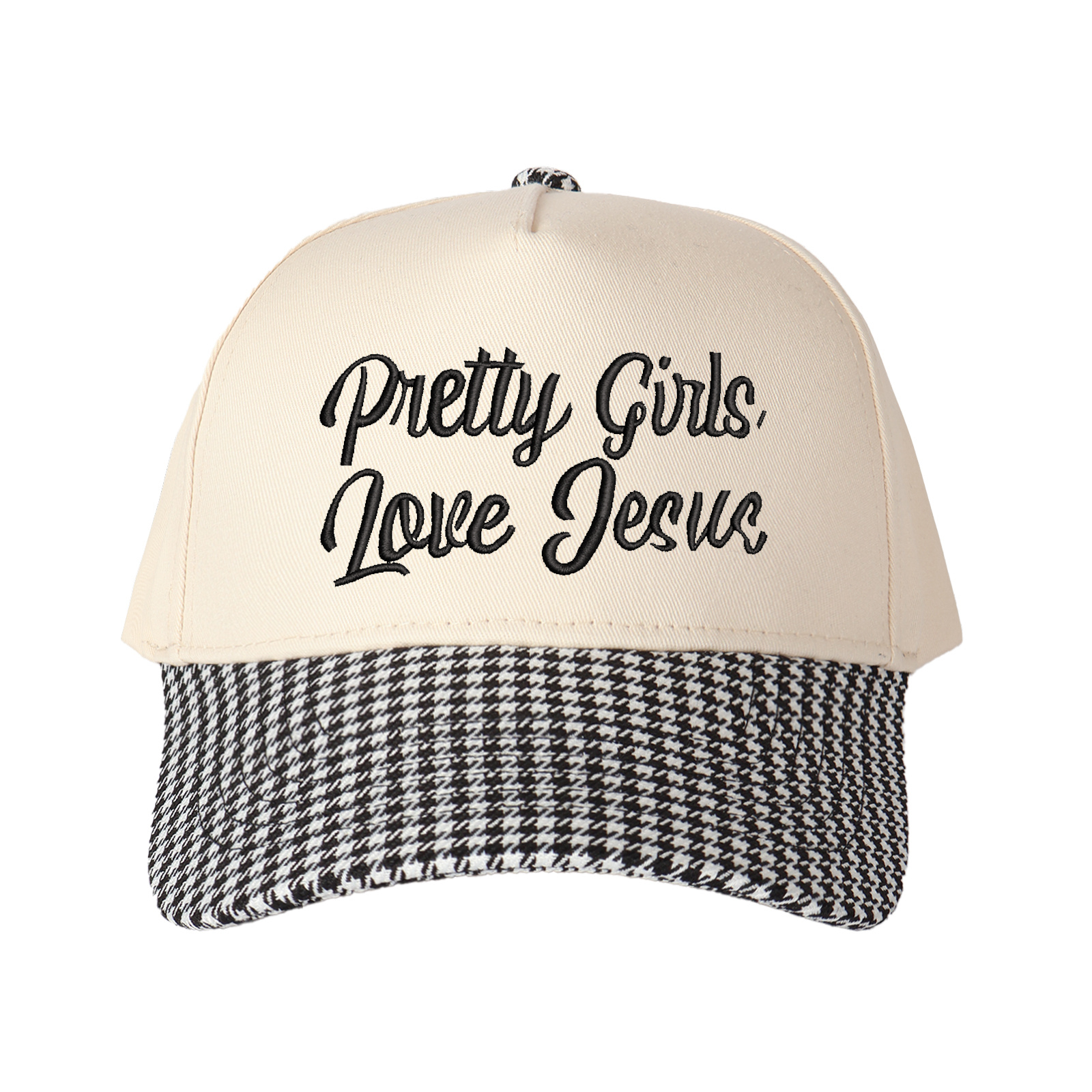 Pretty Girls Love Jesus Embroidered Trucker Hat product details