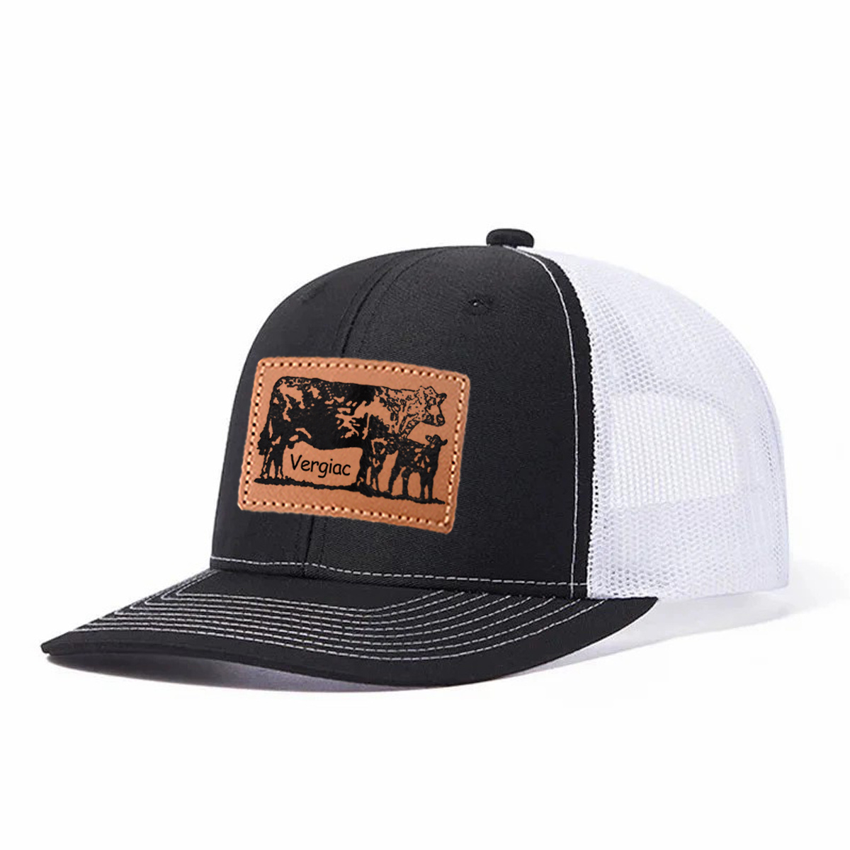Cow Leather Patch Trucker Hat product details