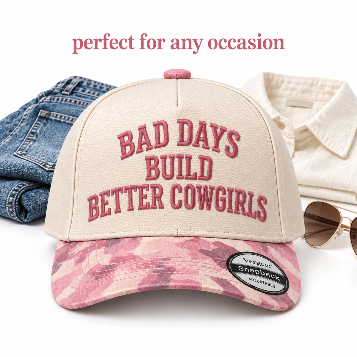 Bad Days Build Better Cowgirls Western Cowboy 5-Panel Trucker Hat product details