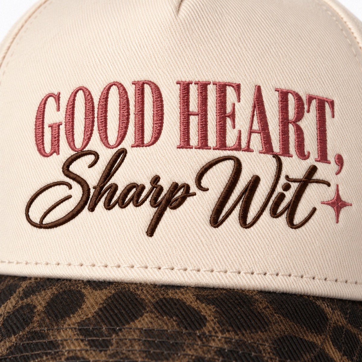 Good Heart, Sharp Wit 5-Panel Trucker Hat product details