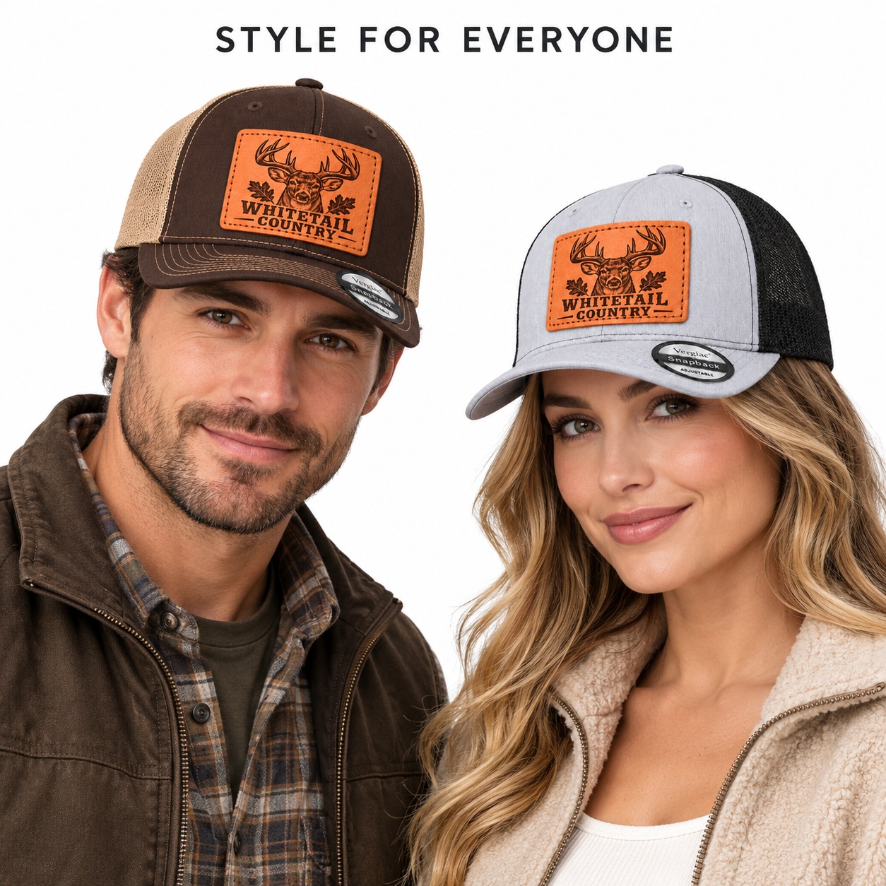 Whitetail Country Leather Patch Trucker Hat product details