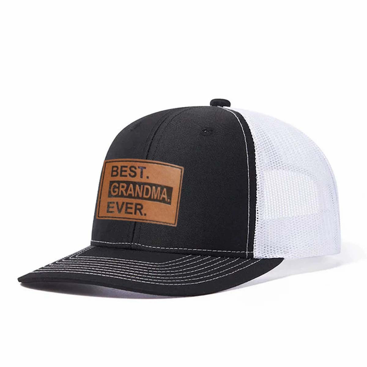 Best.grandma.ever. Leather Patch Trucker Hat product details