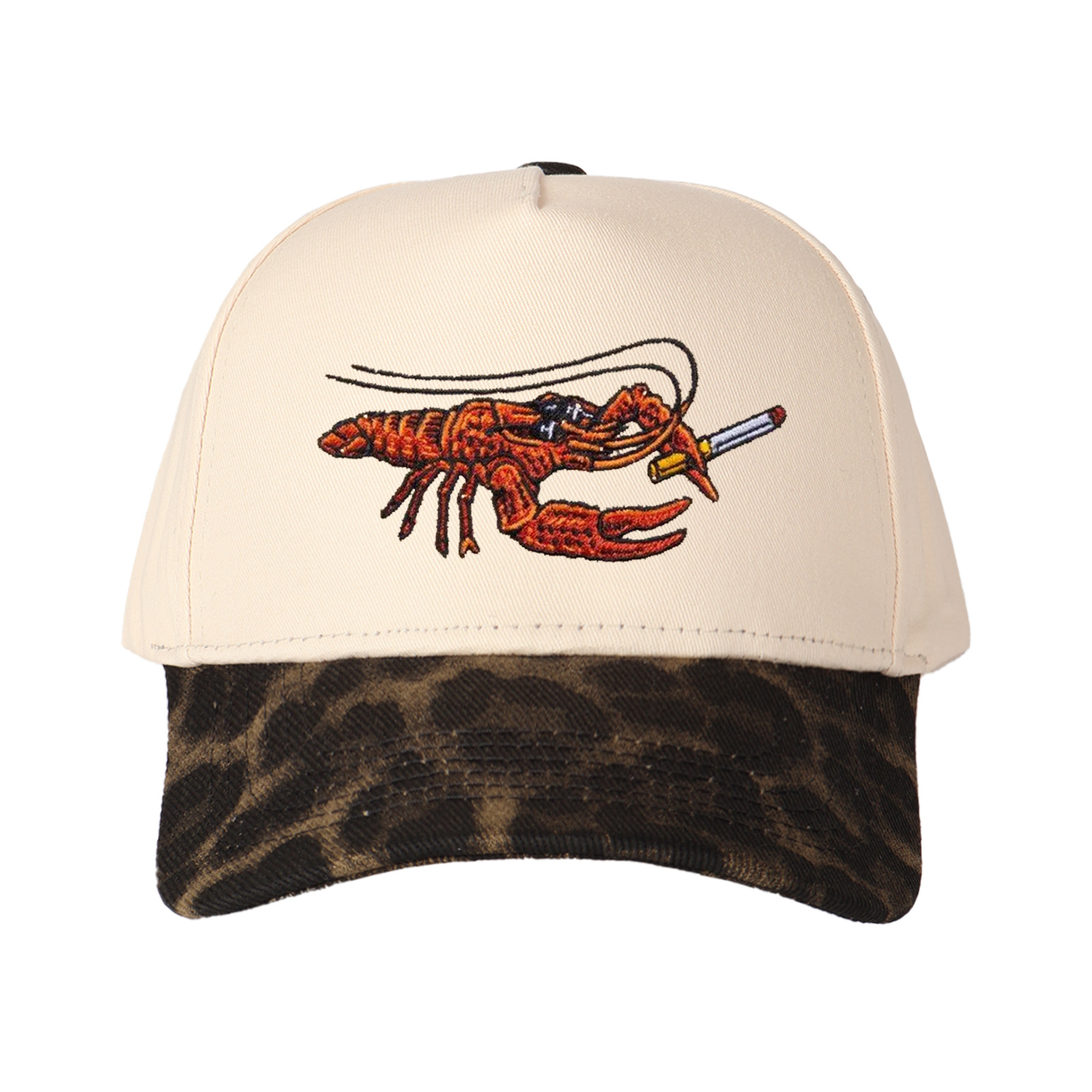 Cartoon Crayfish Embroidered Trucker Hat product details