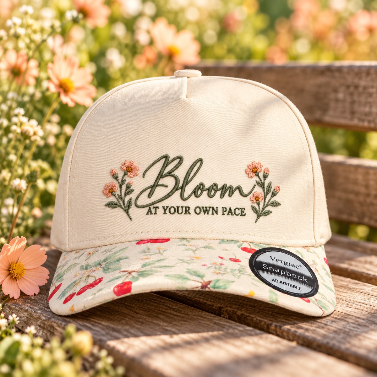 Bloom At Your Own Pace 5-Panel Trucker Hat product details