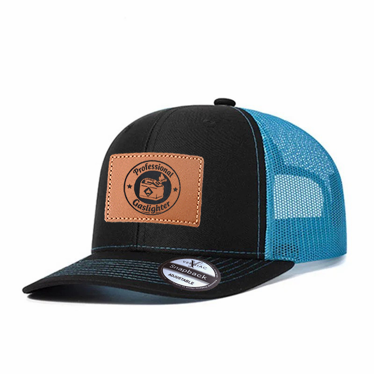 Professional Gaslighter Leather Patch Trucker Hat product details