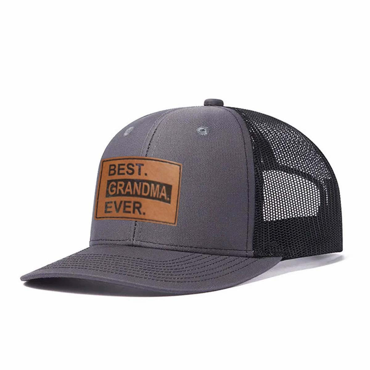 Best.grandma.ever. Leather Patch Trucker Hat product details