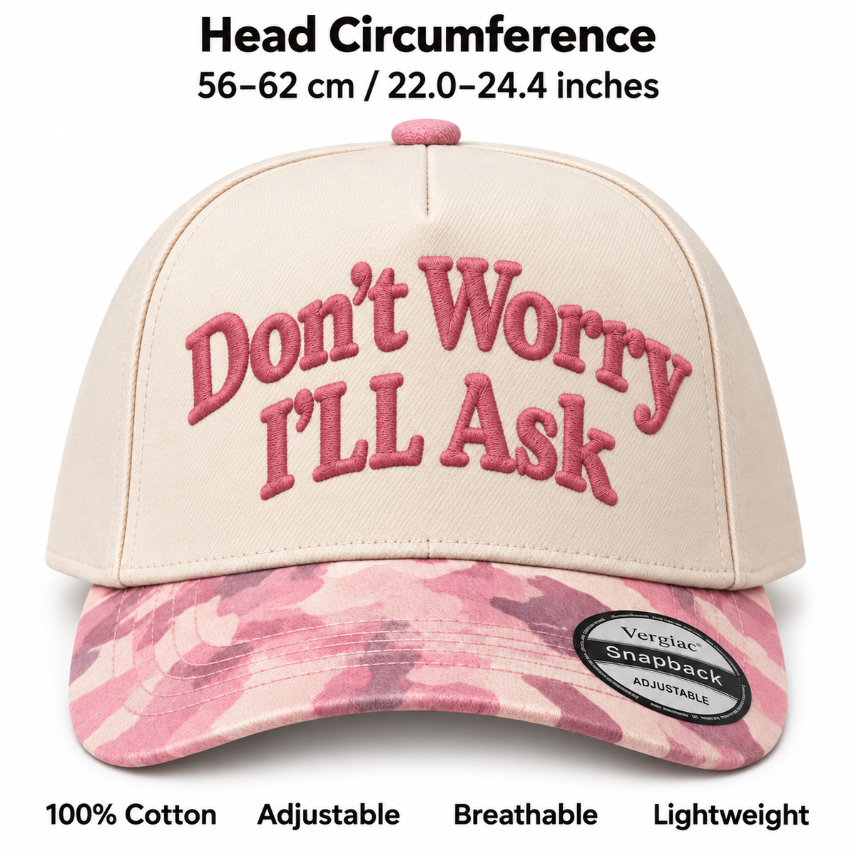 Don't Worry I'll Ask 5-Panel Trucker Hat product details