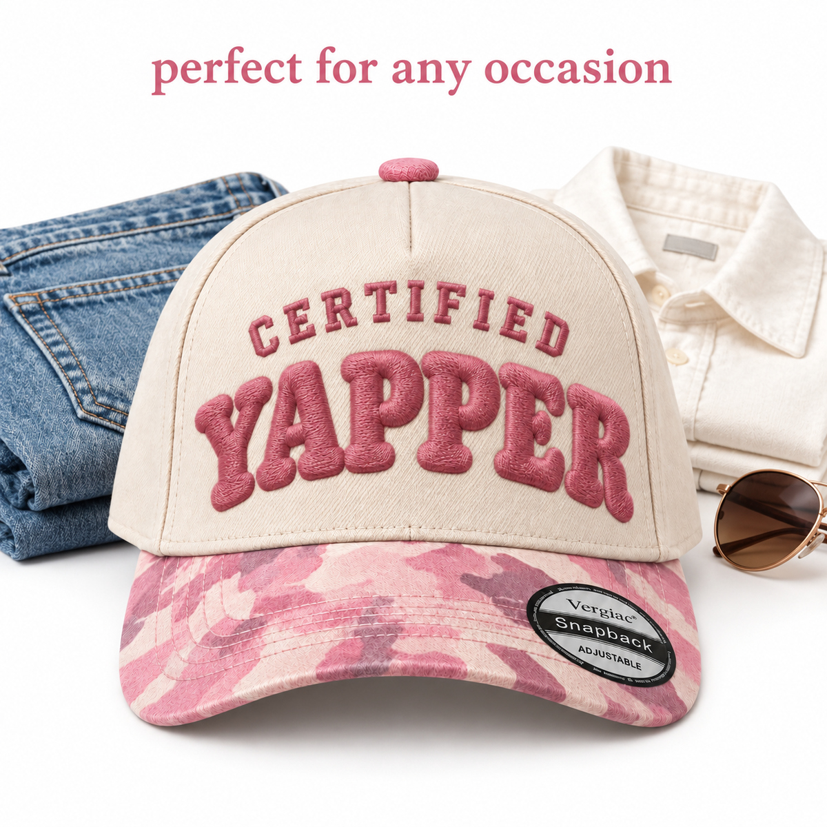 Certified Yapper Novelty Rounded 5-Panel Trucker Hat product details