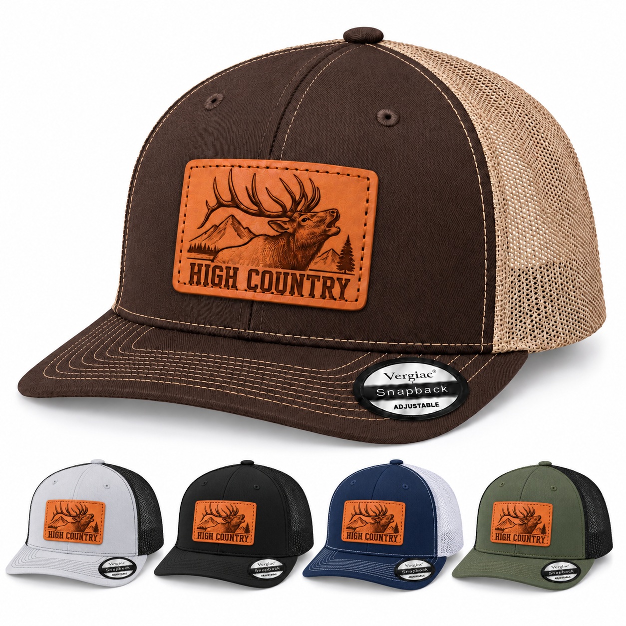 High Country Leather Patch Trucker Hat product details