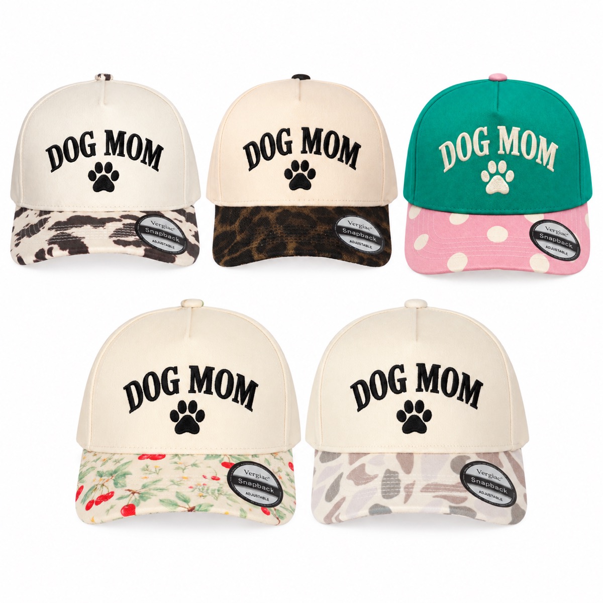 Dog Mom Paw Print 5-Panel Trucker Hat product details