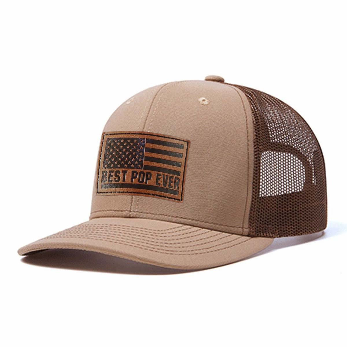 Best Pop Ever Leather Patch Trucker Hat product details