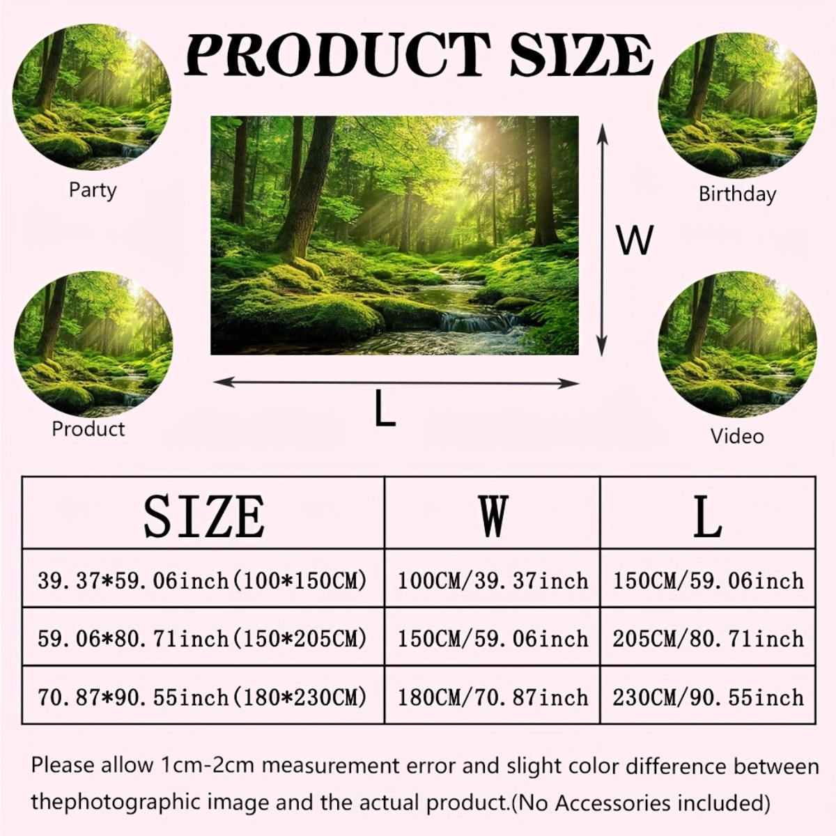 1pc Large 2D Flat Forest Valley Tapestry Wall Hanging Realistic Woodland Mural Durable Indoor Outdoor Nature Backdrop For Weddings Parties Decor_voghion.com