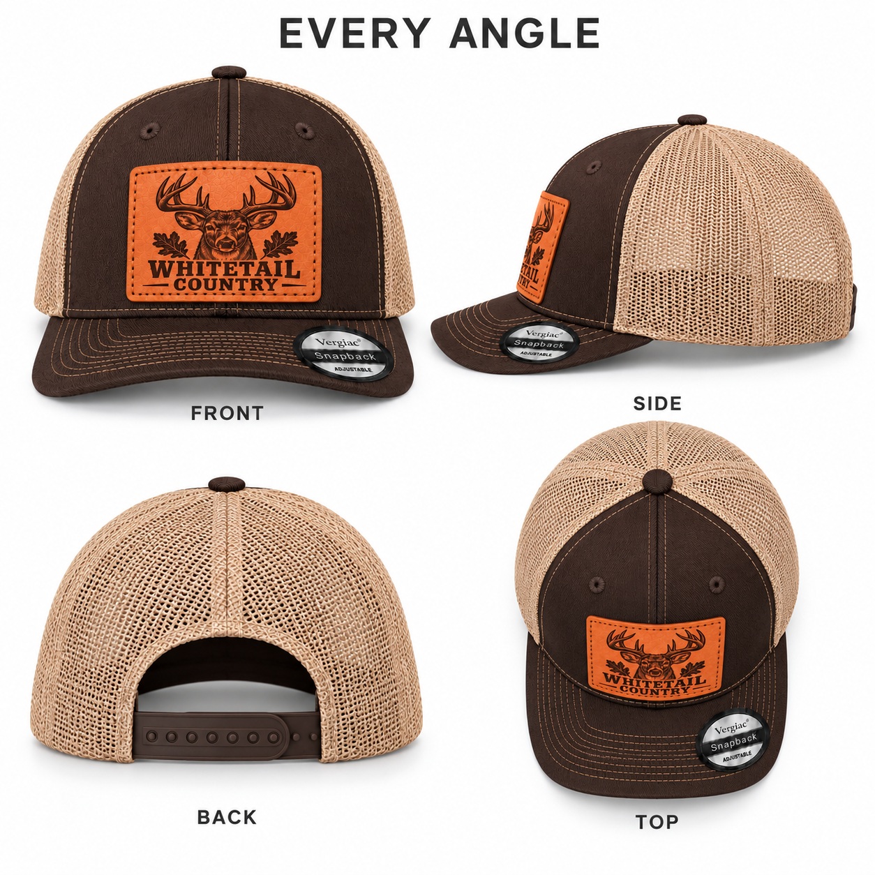 Whitetail Country Leather Patch Trucker Hat product details