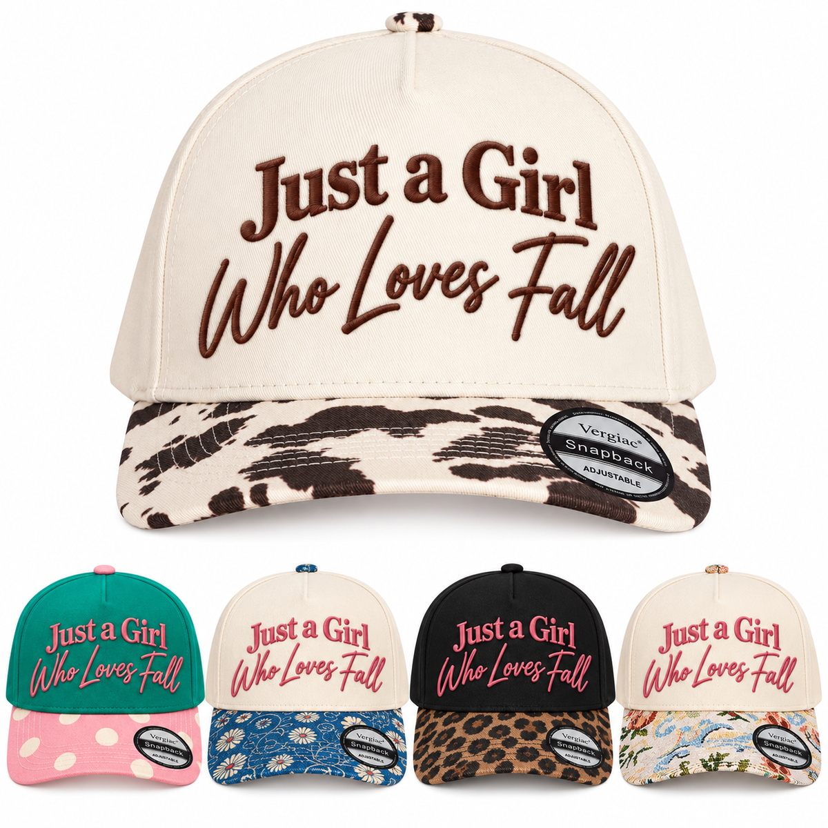 Just A Girl Who Loves Fall Fall-themed 5-Panel Trucker Hat product details