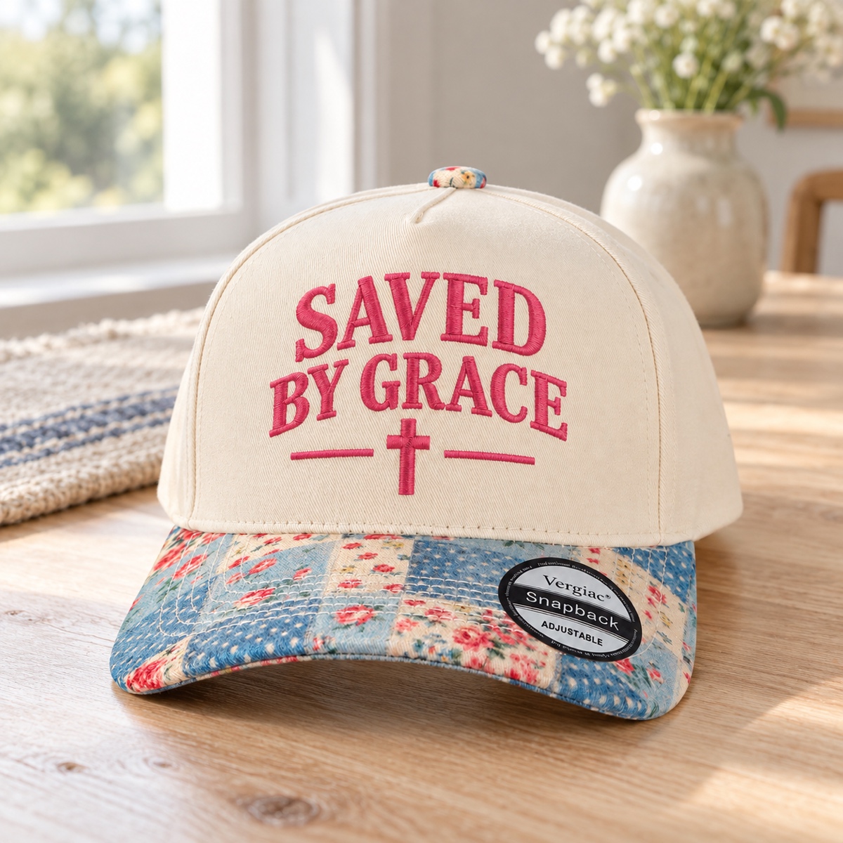 Saved By Grace 5-Panel Trucker Hat product details