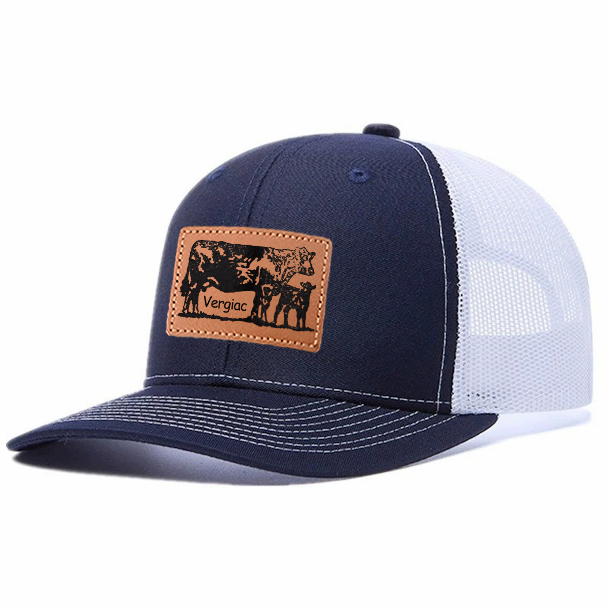 Cow Leather Patch Trucker Hat product details