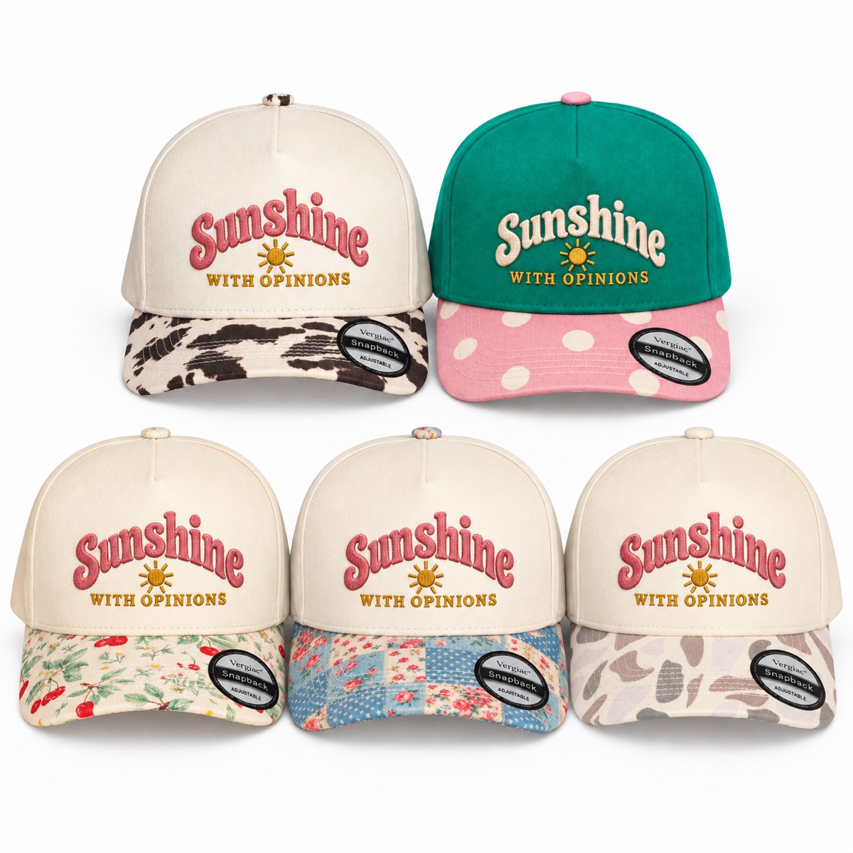 Sunshine With Opinions 5-Panel Trucker Hat product details