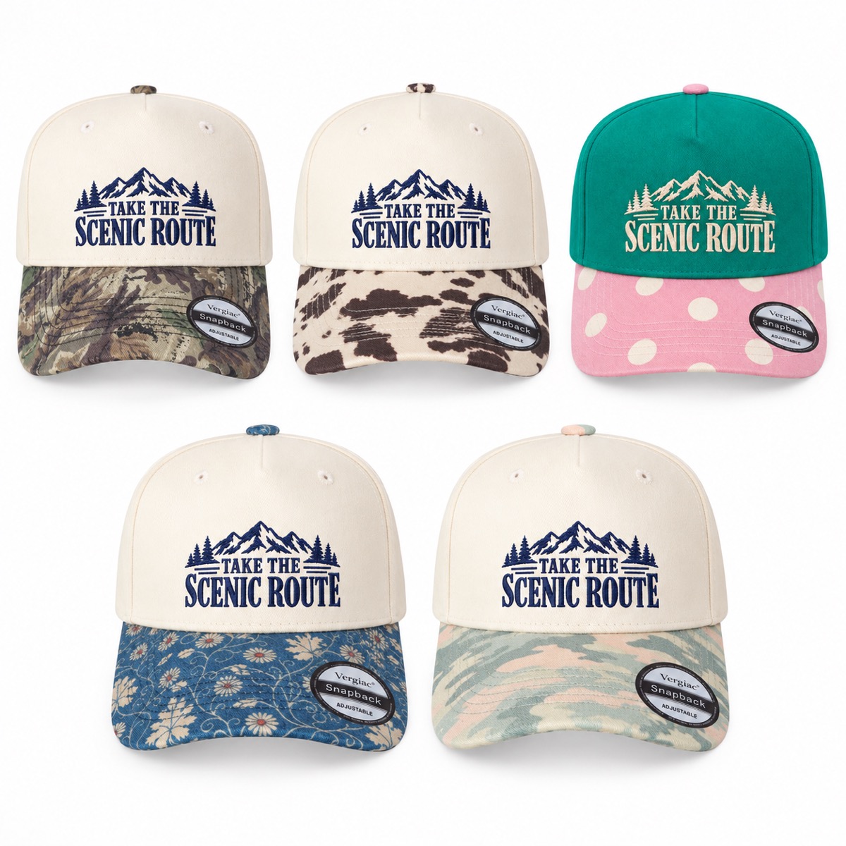 Take The Scenic Route 5-Panel Trucker Hat product details