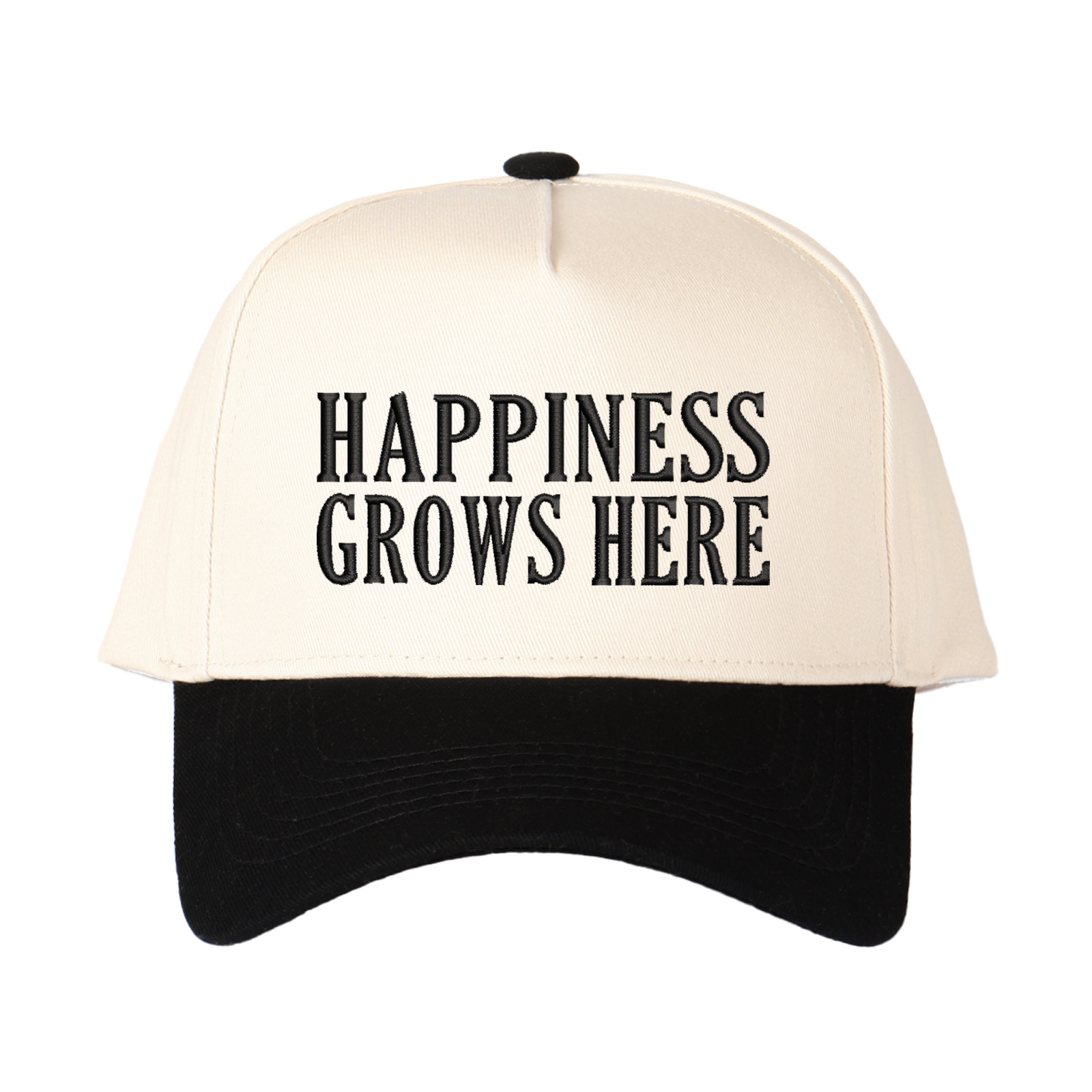 Happiness Grows Here Embroidered Trucker Hat product details