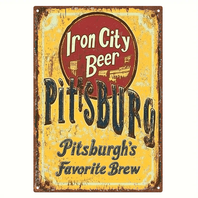 Vintage Iron City Beer Metal Sign Pittsburgh Themed Bar Wall