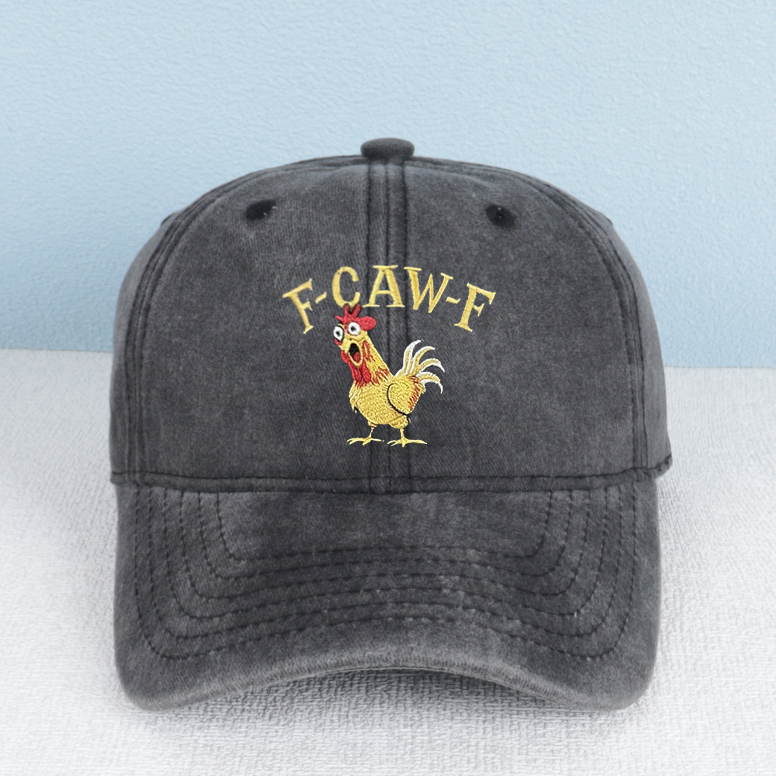 Funny F-caw-f Rooster Embroidered Vintage Hat product details