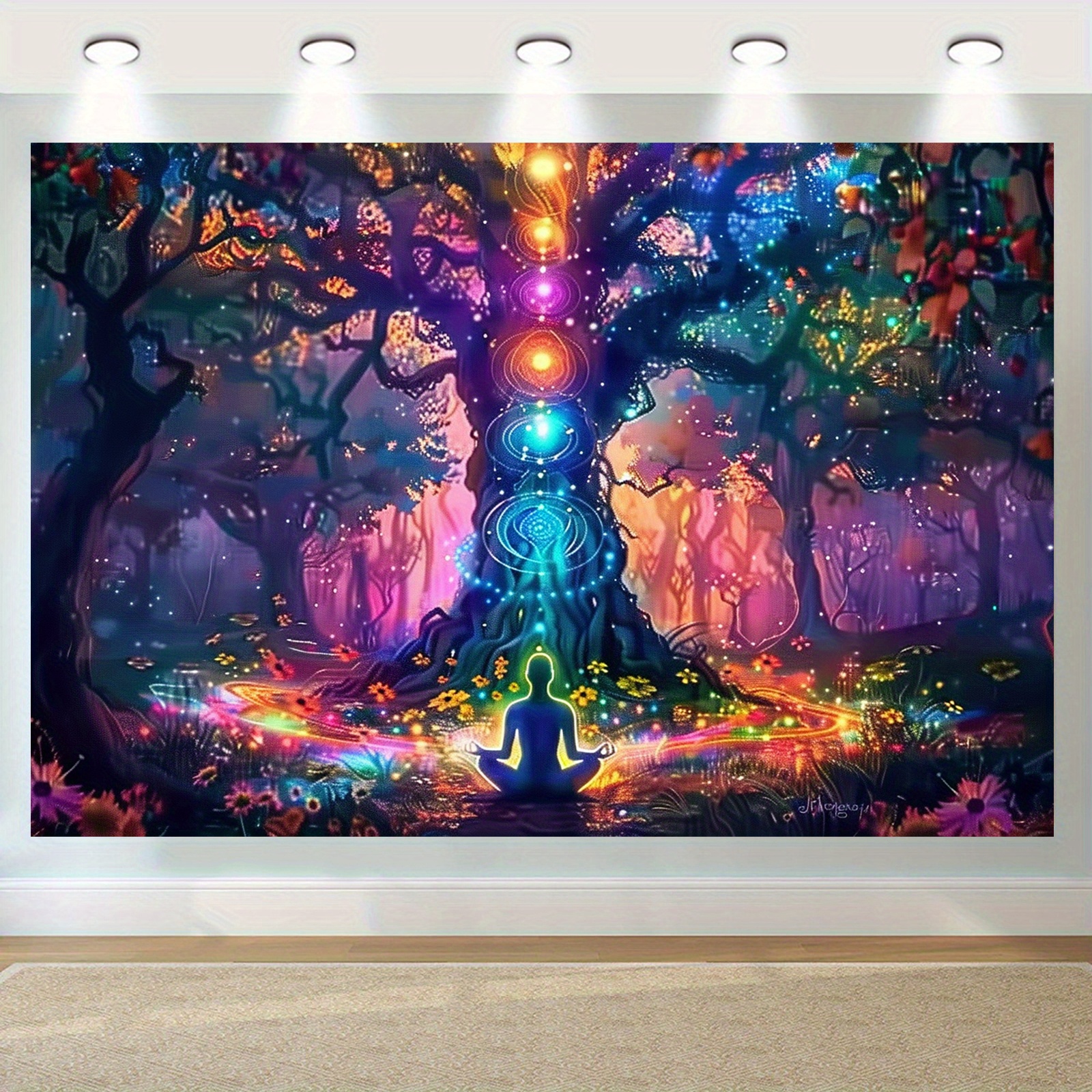 Banner | Life Tree Chakra Yoga Tapestry - Spiritual Wall Decor, No Electricity Needed, Easy To Hang - Suitable For Meditation Rooms, Yoga Studios_voghion.com