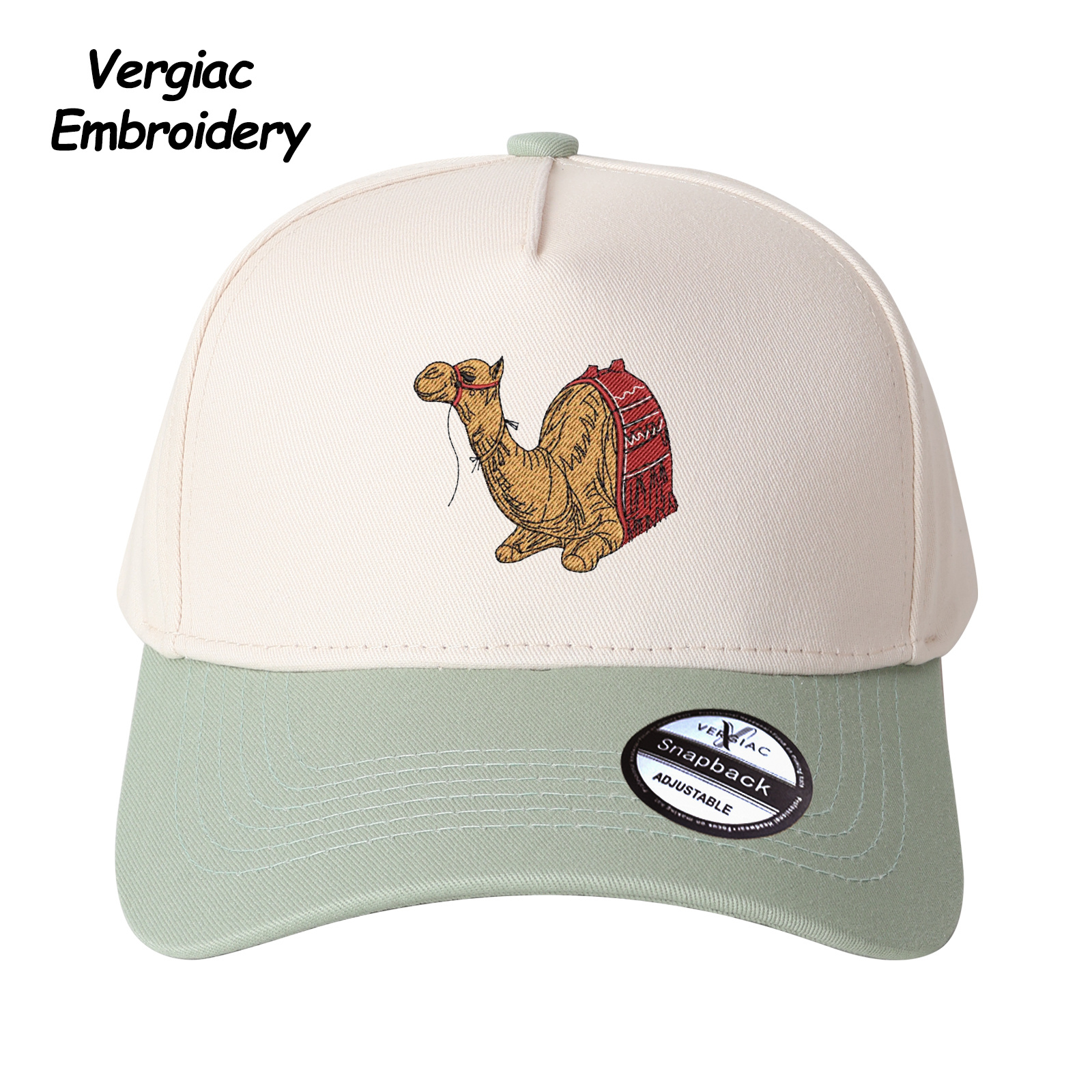 Camel Embroidered Trucker Hat product details