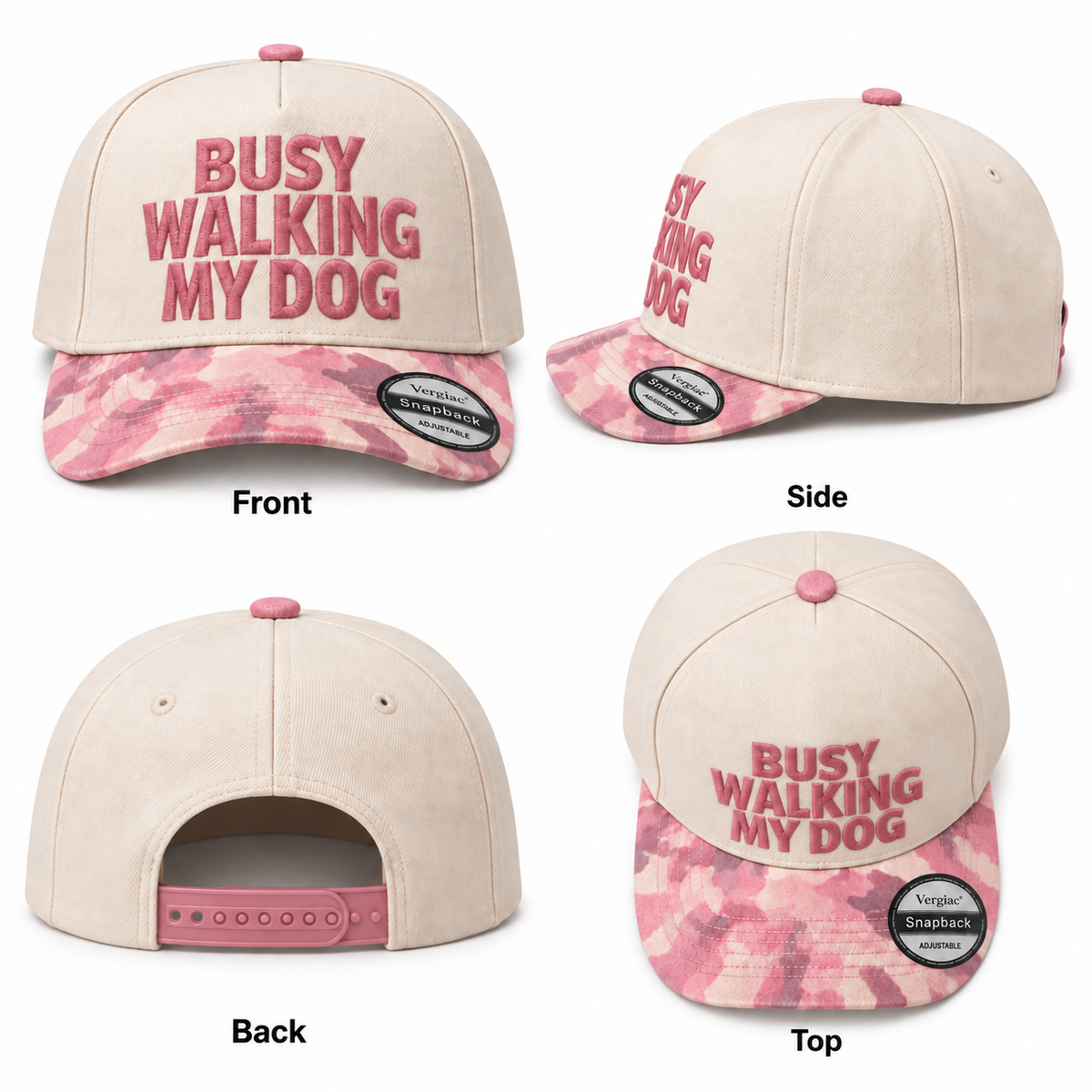 Busy Walking My Dog Pet-themed 5-Panel Trucker Hat product details