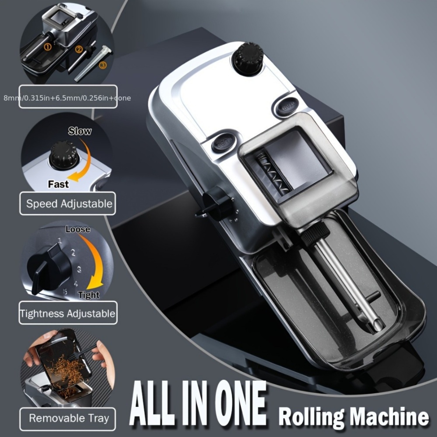 adjustable cigarette rolling machine 1 Pcs Pre Roll Machine, Electric Cigarette Roller Automatic Tobacco Cone  Maker