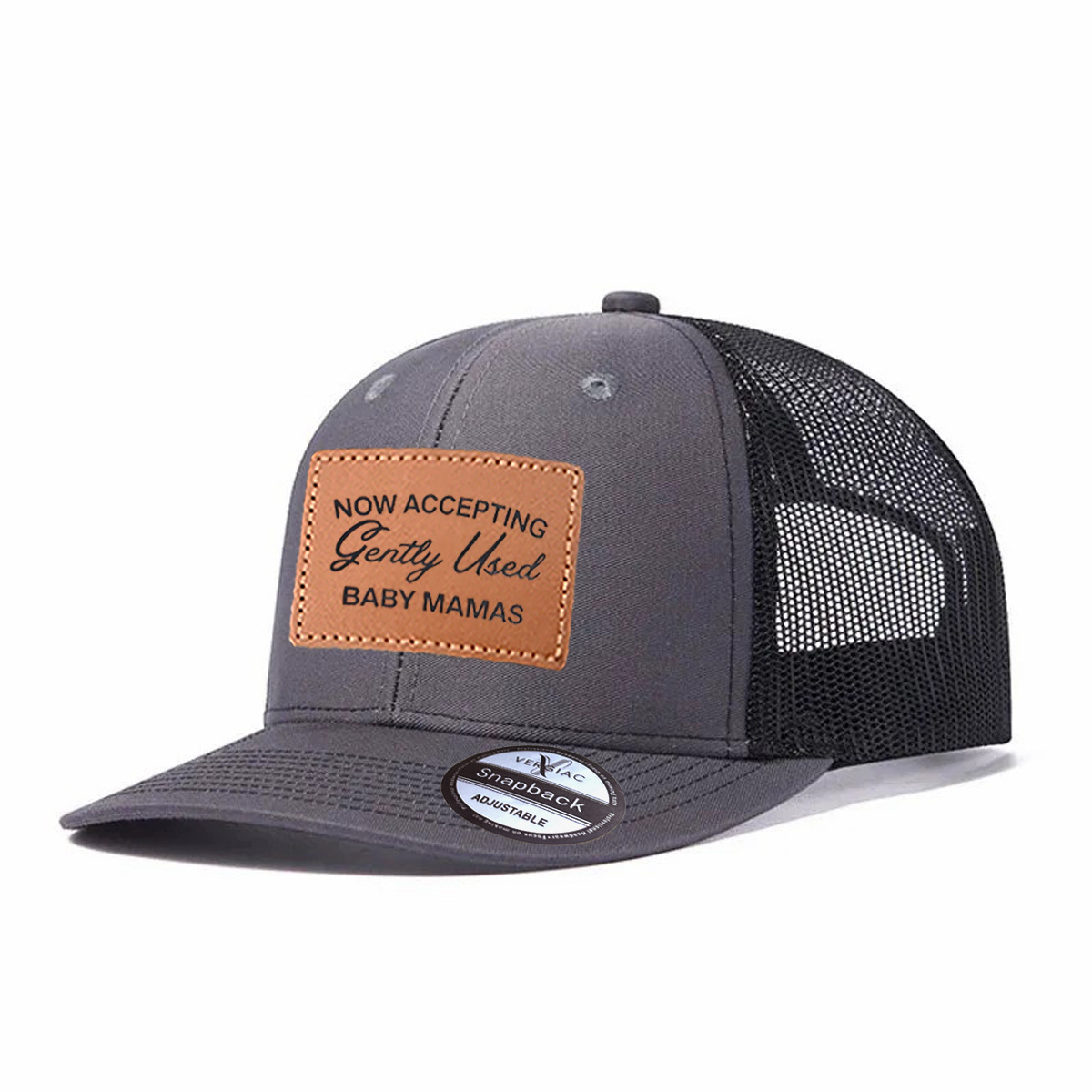 Men Good Vibes Only Always Leather Patch Trucker Hat product details