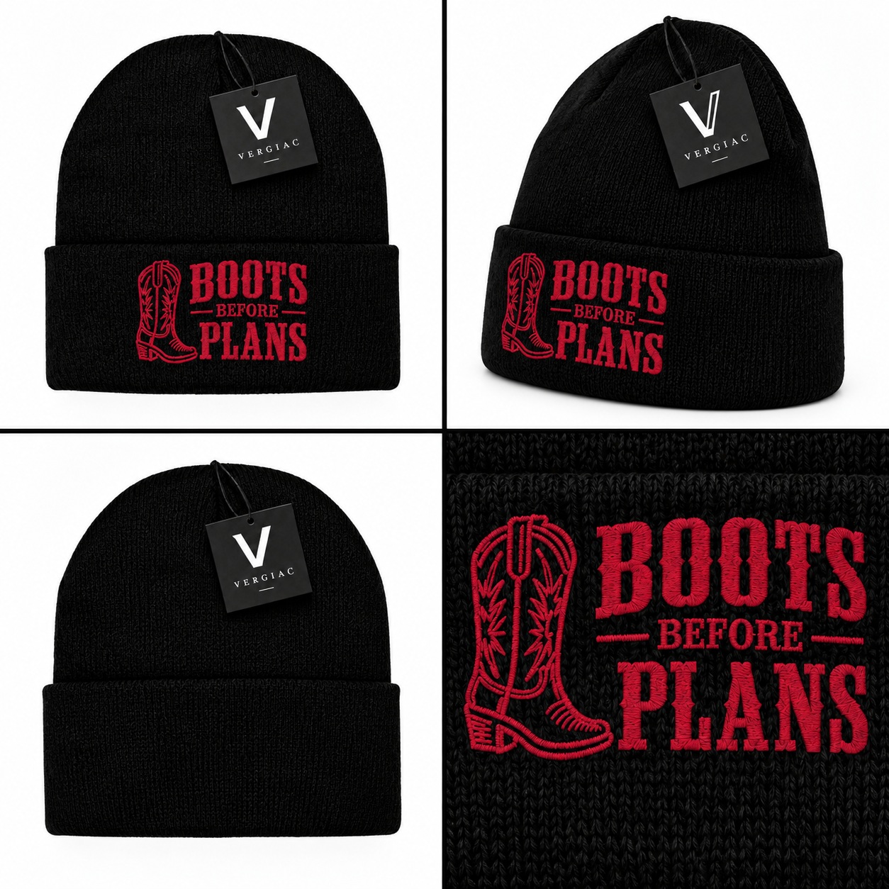 Boots Before Plans Embroidered Knit Beanie product details