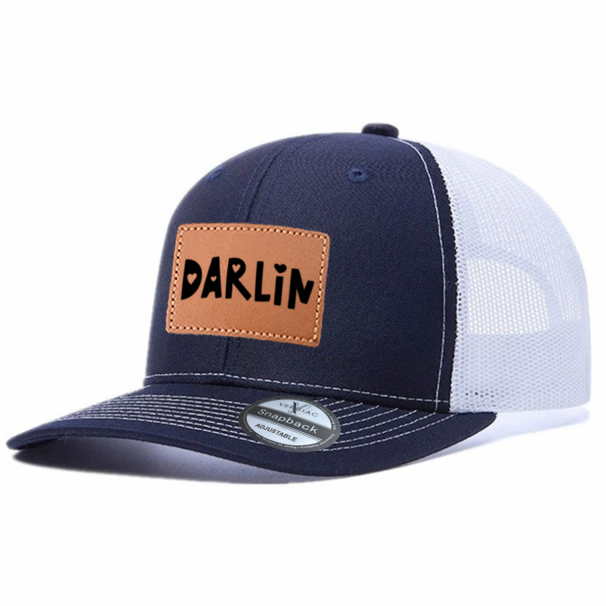 Darlin Leather Patch Trucker Hat product details