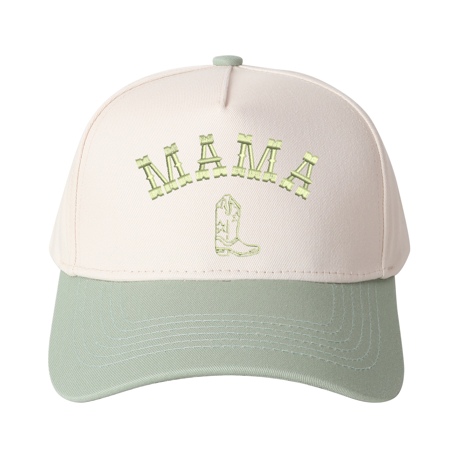 Mama And Boot Pattern Embroidered Trucker Hat product details