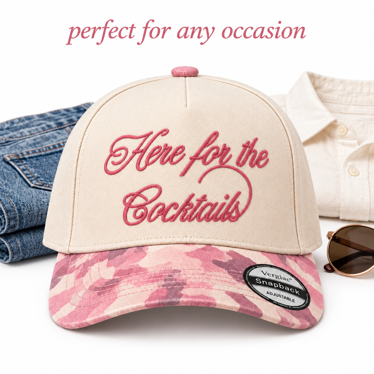Here For The Cocktails 5-Panel Trucker Hat product details