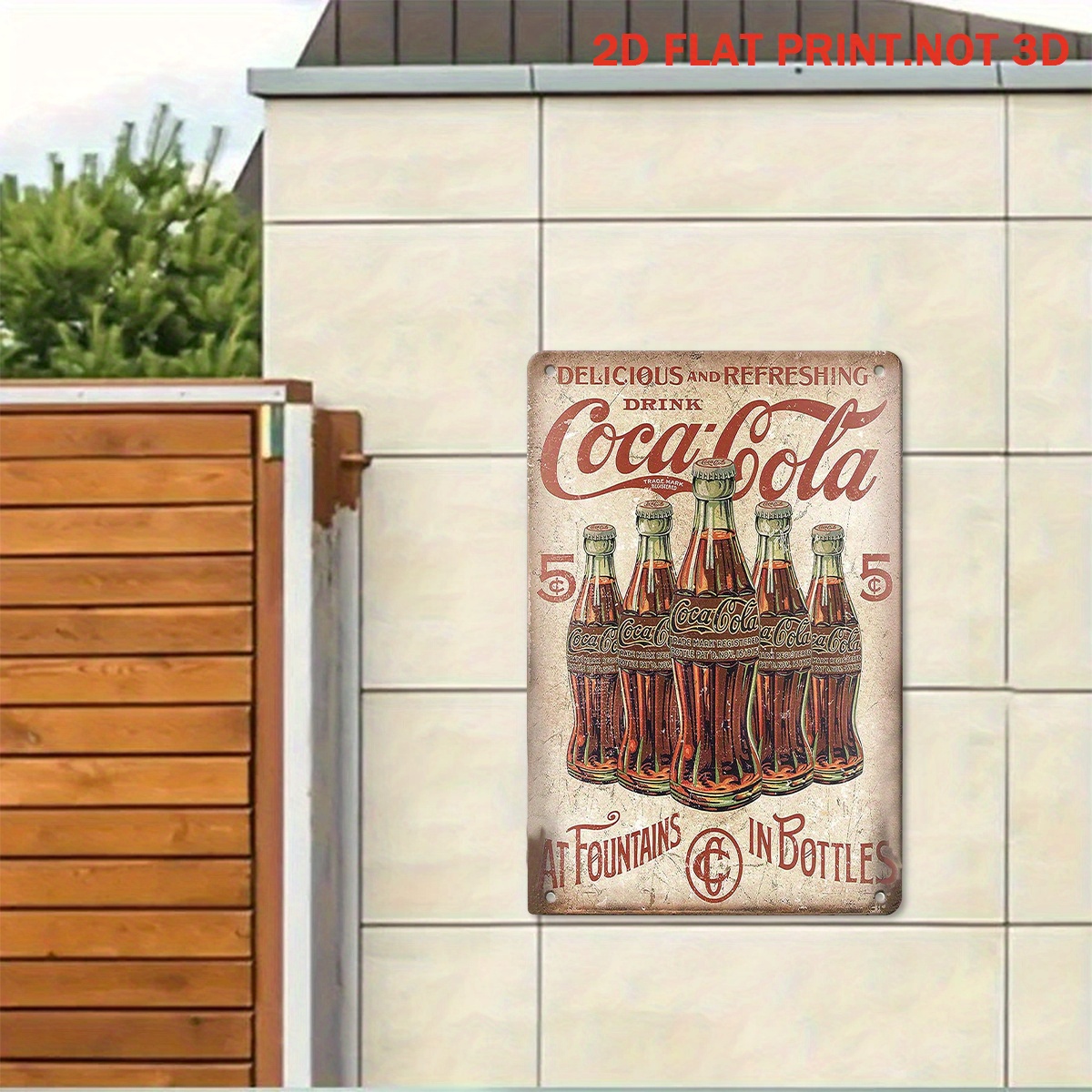 Vintage Coca-Cola 5¢ Bottle Metal Sign Retro Soda Farmhouse