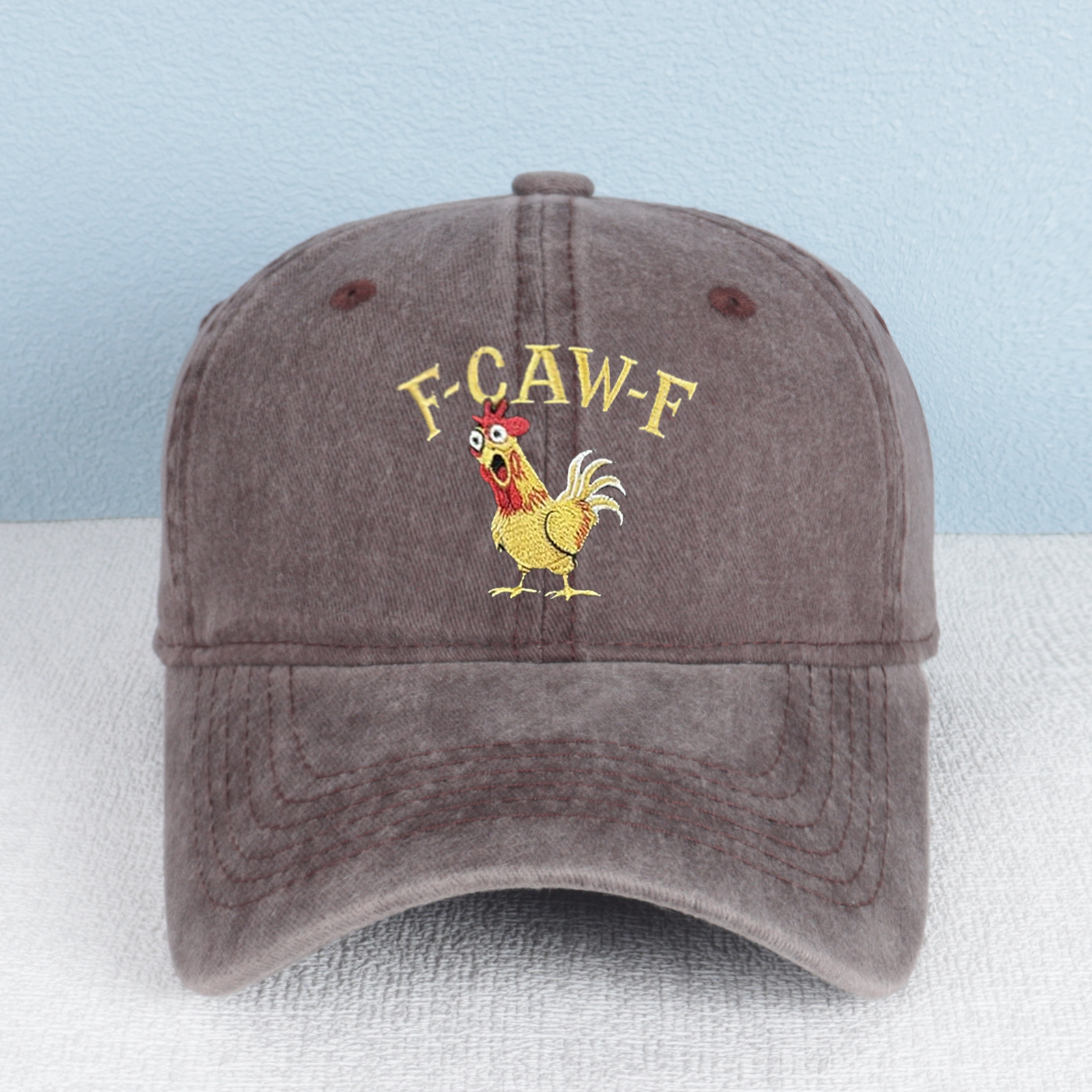 Funny F-caw-f Rooster Embroidered Vintage Hat product details