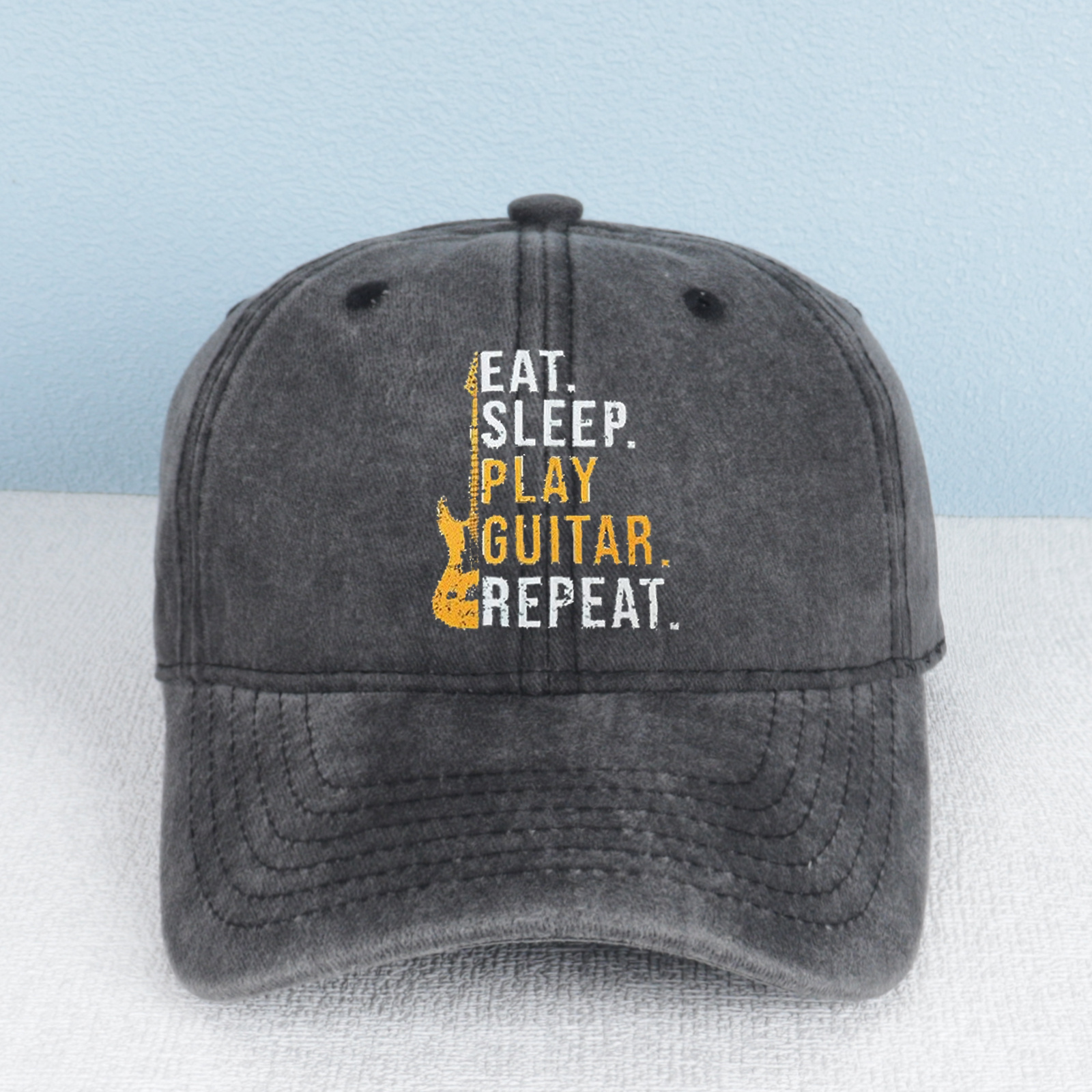 Eat. Sleep. Play Guitar. Repeat. Washed Baseball Cap product details